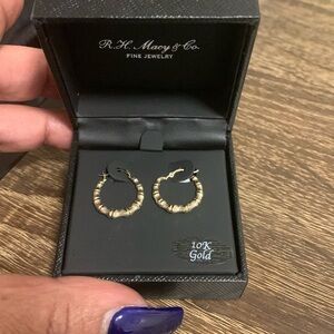 Small bamboo hoop earring 10k golf